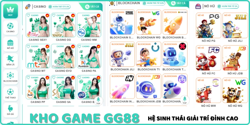 GG88 sở hữu hệ thống trò chơi đổi thưởng đa dạng nhất 2026